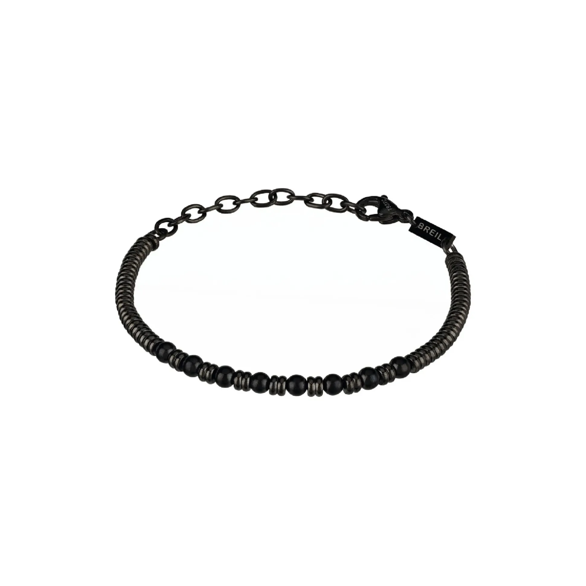 B FENCE-BRACELET WITH BLACK SHUNGITE BEADS AND IP GUN DISC