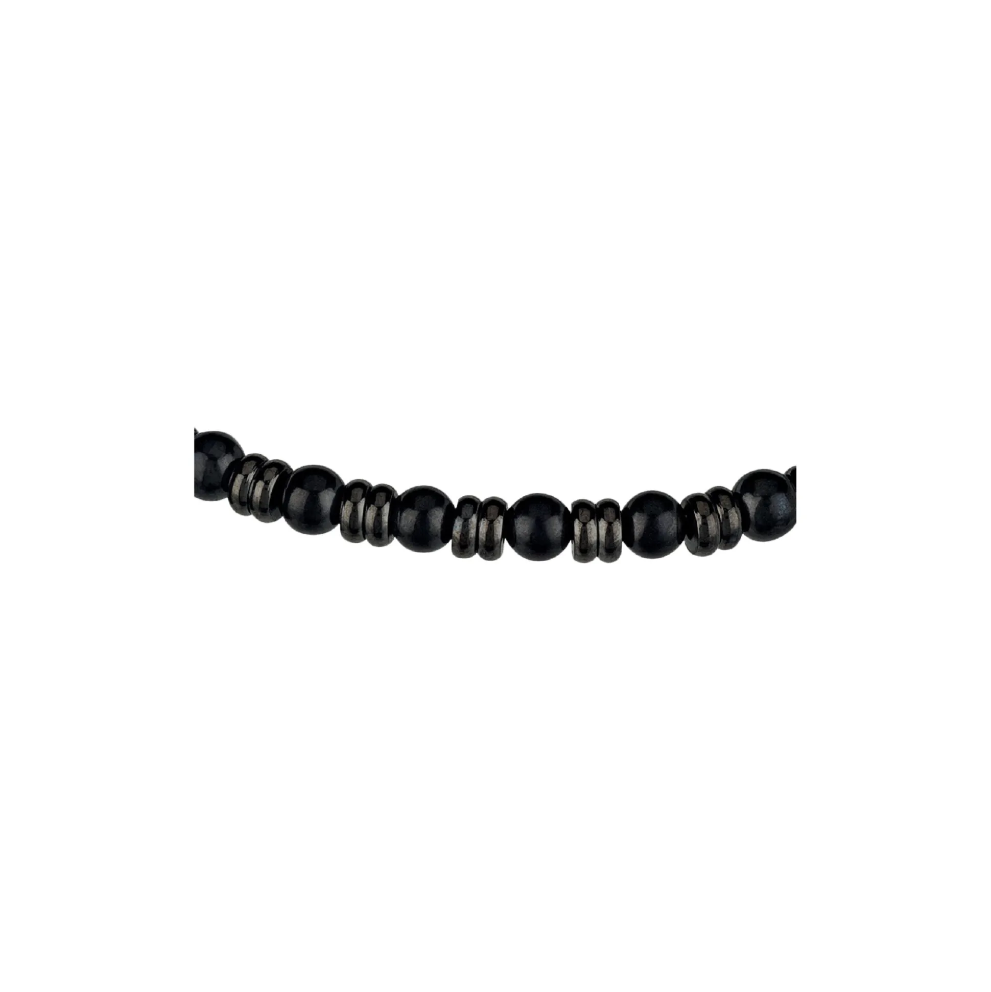 B FENCE-BRACELET WITH BLACK SHUNGITE BEADS AND IP GUN DISC