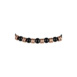 B FENCE-BRACELET WITH BLACK SHUNGITE BEADS, IP ROSE DISC