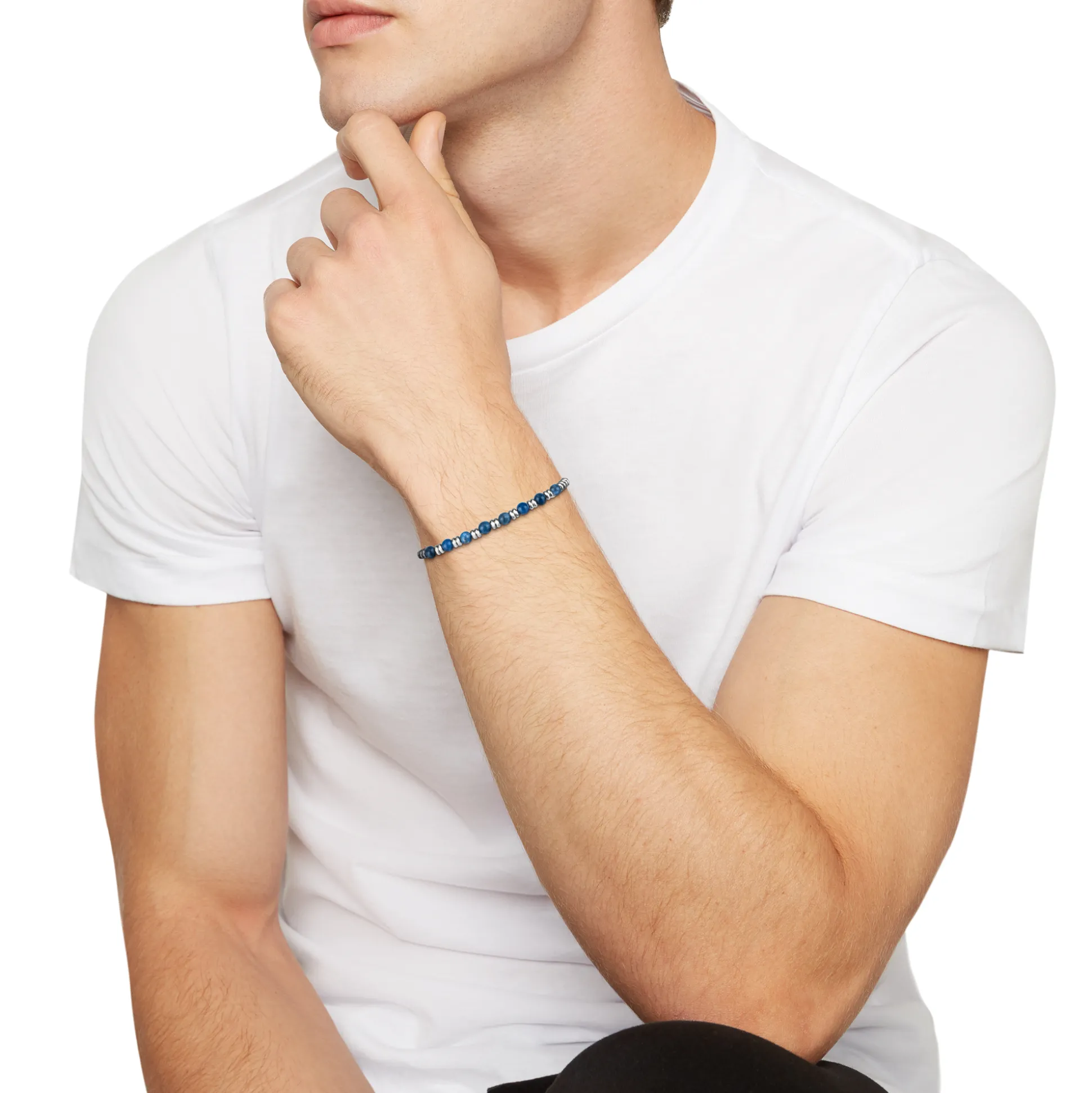 B FENCE-STAINLESS STEEL BRACELET WITH SODALITE STONE
