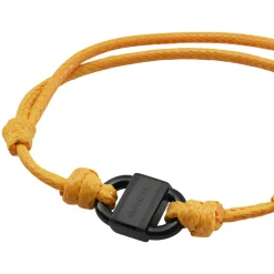 B LOCK-BLACK COLORED STEEL BRACELET WITH COTTON CORD