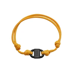 B LOCK-BLACK COLORED STEEL BRACELET WITH COTTON CORD