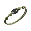B LOCK-GUN COLORED STEEL BRACELET WITH COTTON CORD