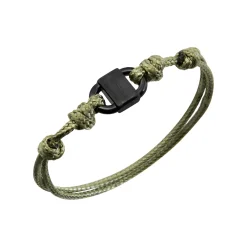 B LOCK-GUN COLORED STEEL BRACELET WITH COTTON CORD