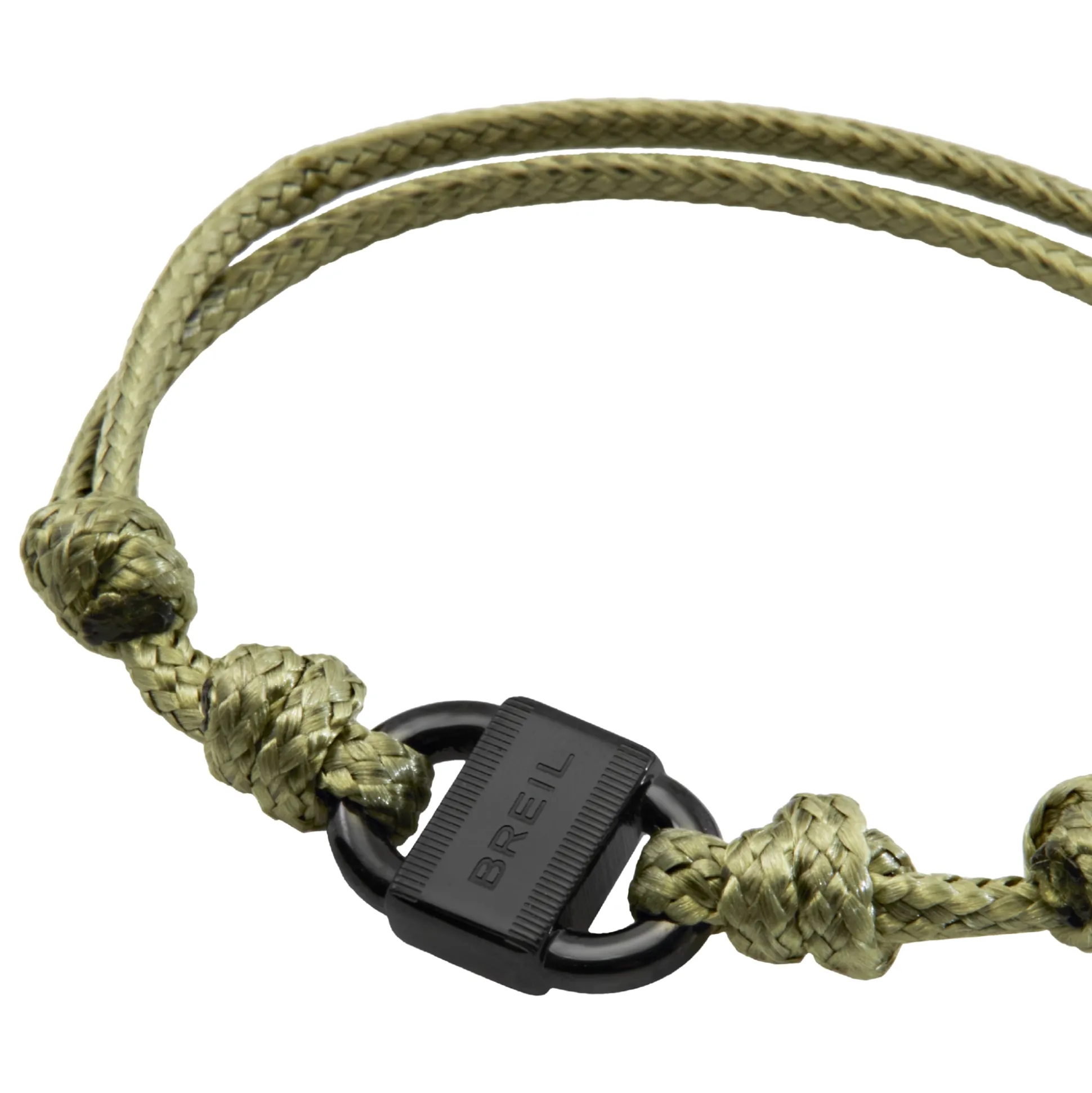 B LOCK-GUN COLORED STEEL BRACELET WITH COTTON CORD