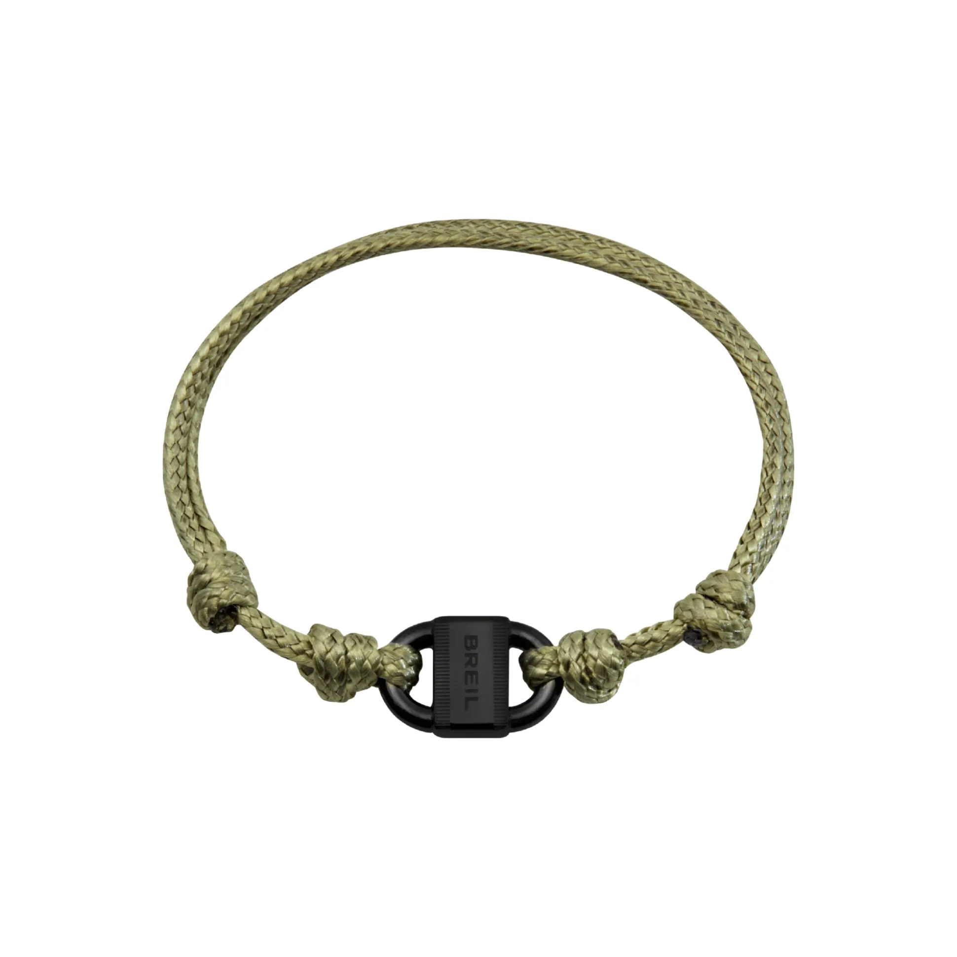 B LOCK-GUN COLORED STEEL BRACELET WITH COTTON CORD