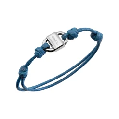 B LOCK-STAINLESS STEEL BRACELET WITH COTTON CORD