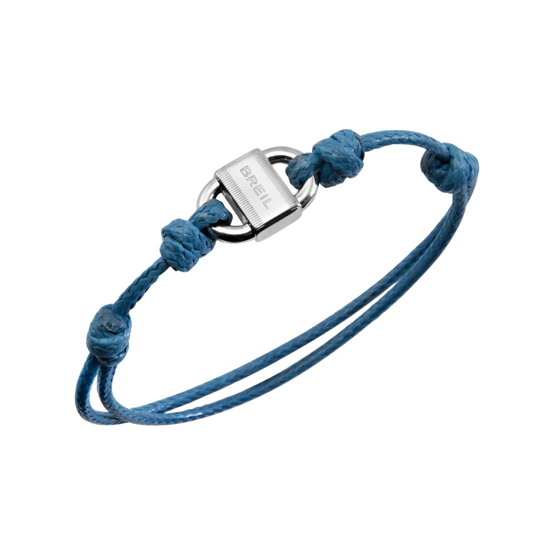 B LOCK-STAINLESS STEEL BRACELET WITH COTTON CORD