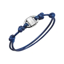 B LOCK-STAINLESS STEEL BRACELET WITH COTTON CORD