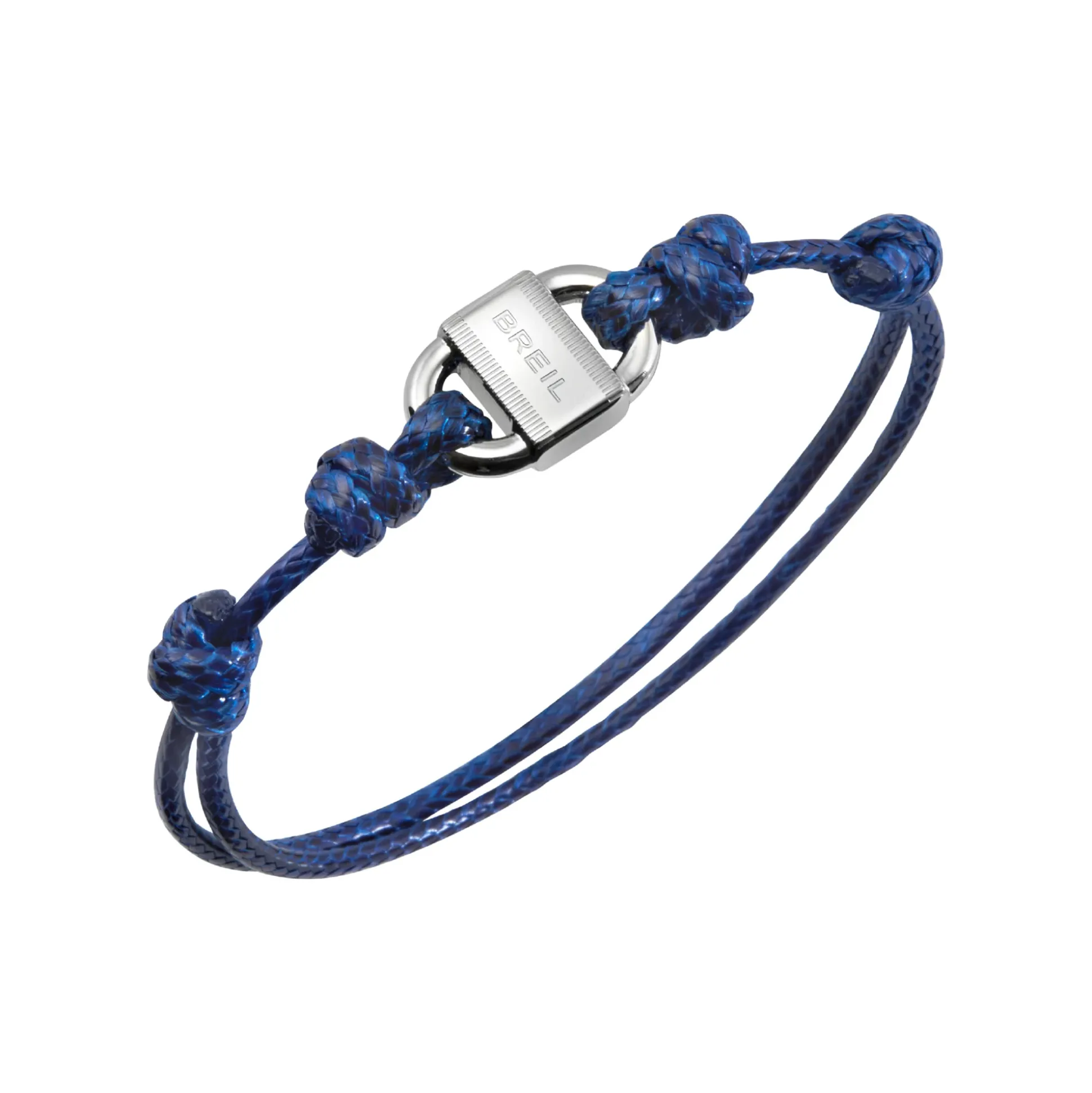 B LOCK-STAINLESS STEEL BRACELET WITH COTTON CORD