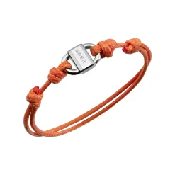B LOCK-STAINLESS STEEL BRACELET WITH COTTON CORD