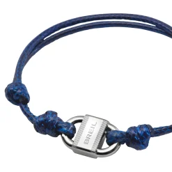 B LOCK-STAINLESS STEEL BRACELET WITH COTTON CORD