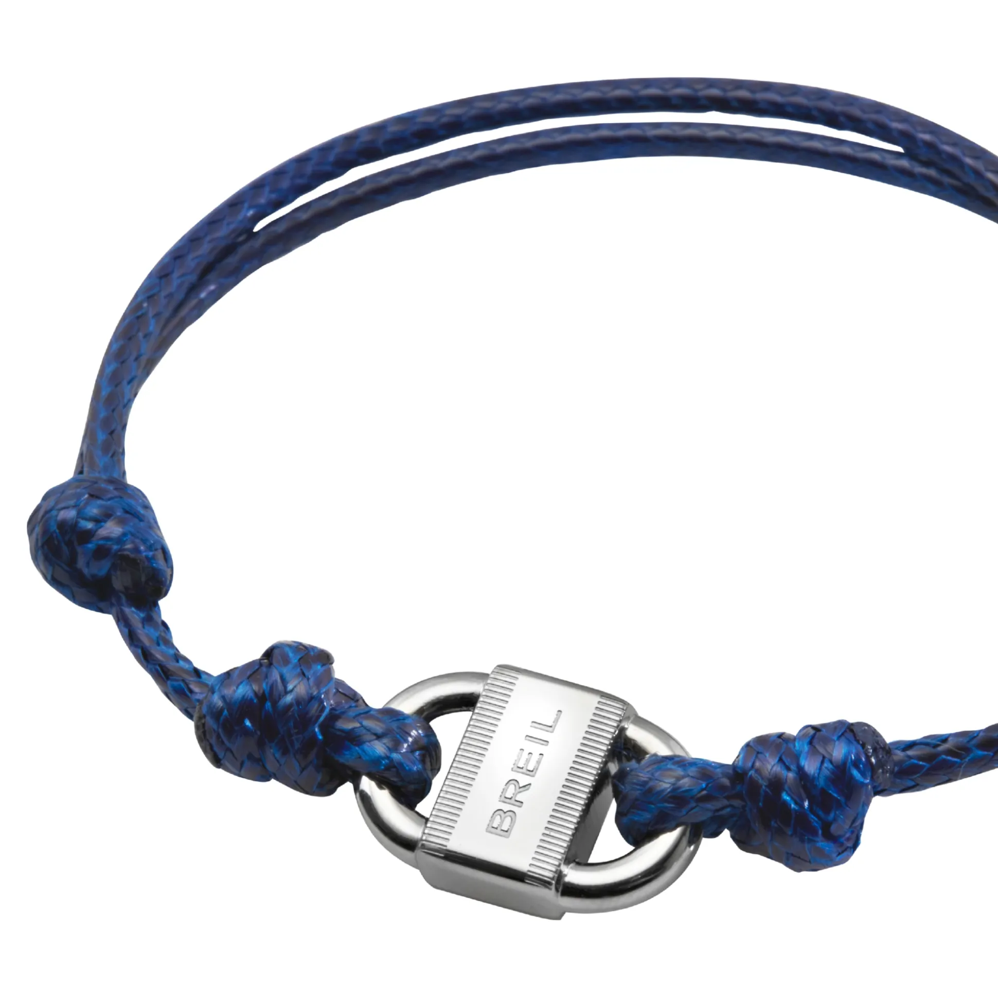 B LOCK-STAINLESS STEEL BRACELET WITH COTTON CORD