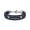 B MIX-BLUE LEATHER AND STEEL BRACELET