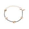 B ROCKS-BRACELET IN HEMATITE AND IP ROSE STEEL