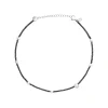 B ROCKS-NECKLACE IN HEMATITE, PEALRS AND STEEL