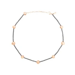 B ROCKS-NECKLACE IN HEMATITE AND IP ROSE STEEL