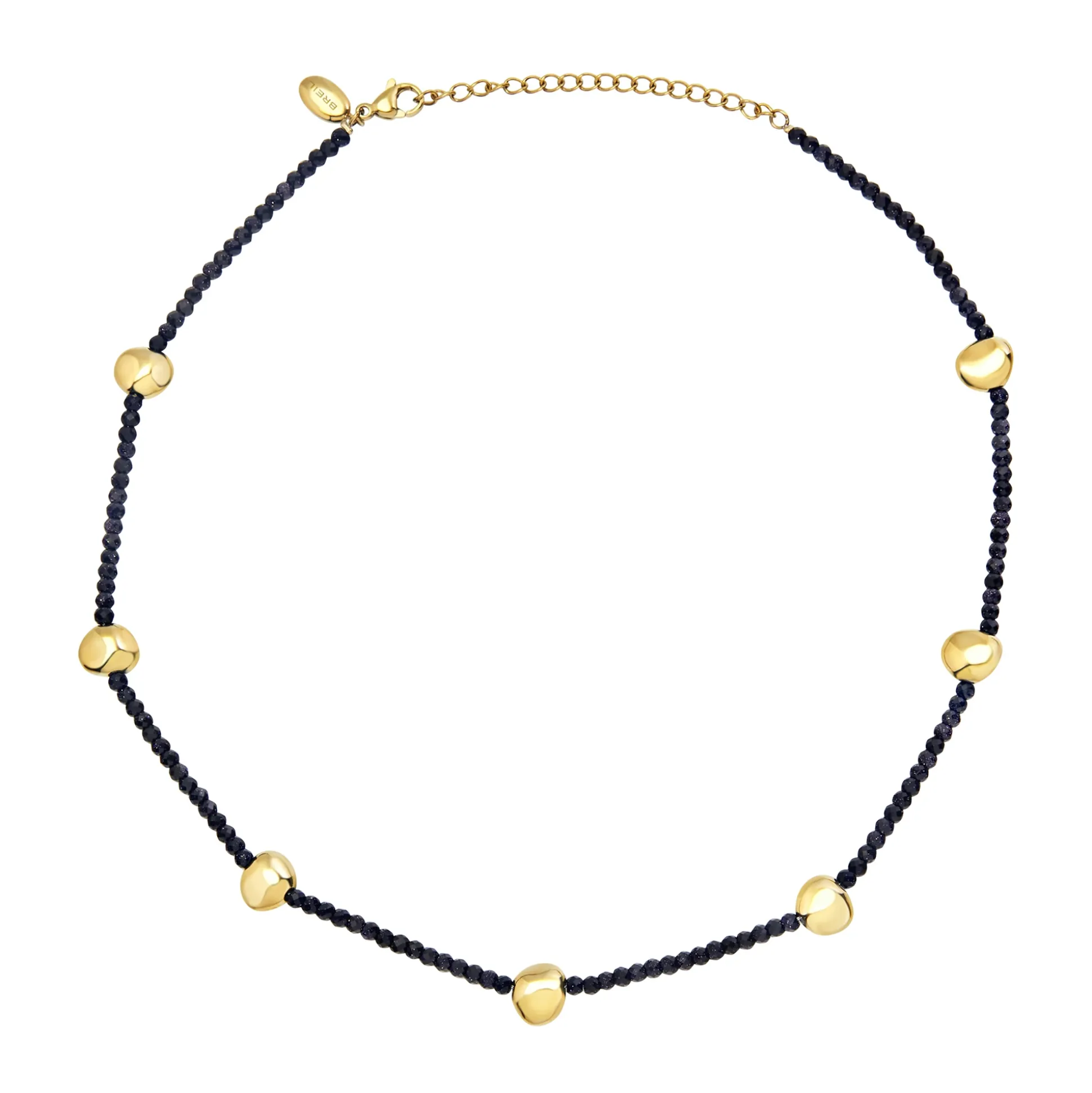 B ROCKS-SANDSTONE AND GOLD-COLORED STEEL NECKLACE