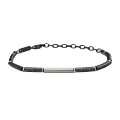 B ROCKS-STEEL AND HEMATITE BRACELET
