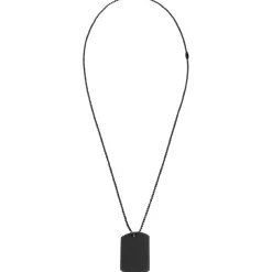 B TAG-NECKLACE WITH BRUSHED TITANIUM TAG