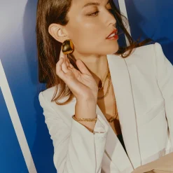 B WHISPER-IP GOLD STEEL EARRINGS
