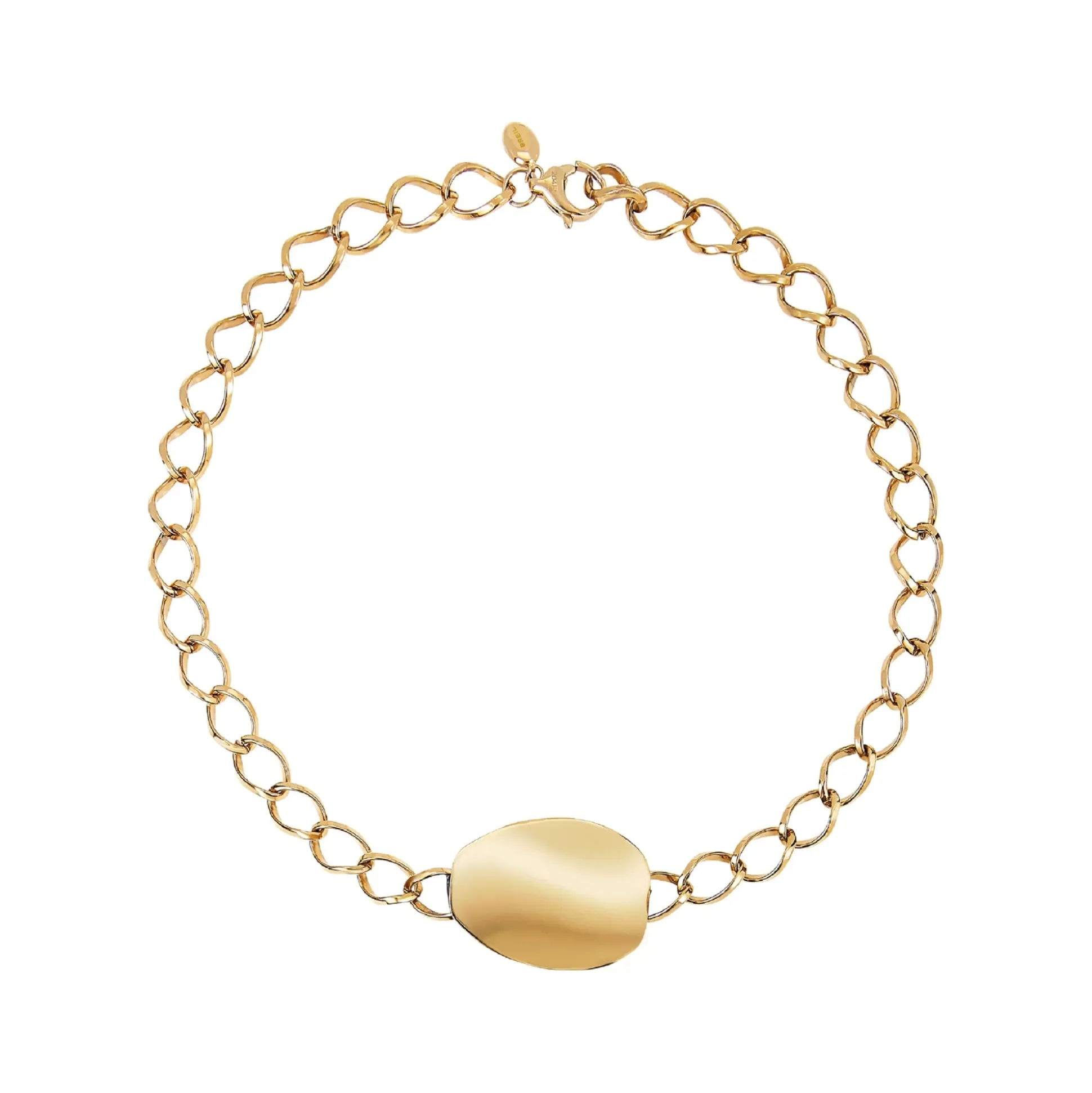 B WHISPER-POLISHED IP GOLD STEEL NECKLACE