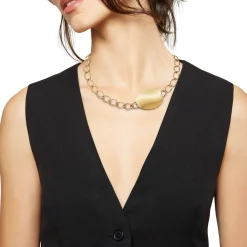 B WHISPER-POLISHED IP GOLD STEEL NECKLACE
