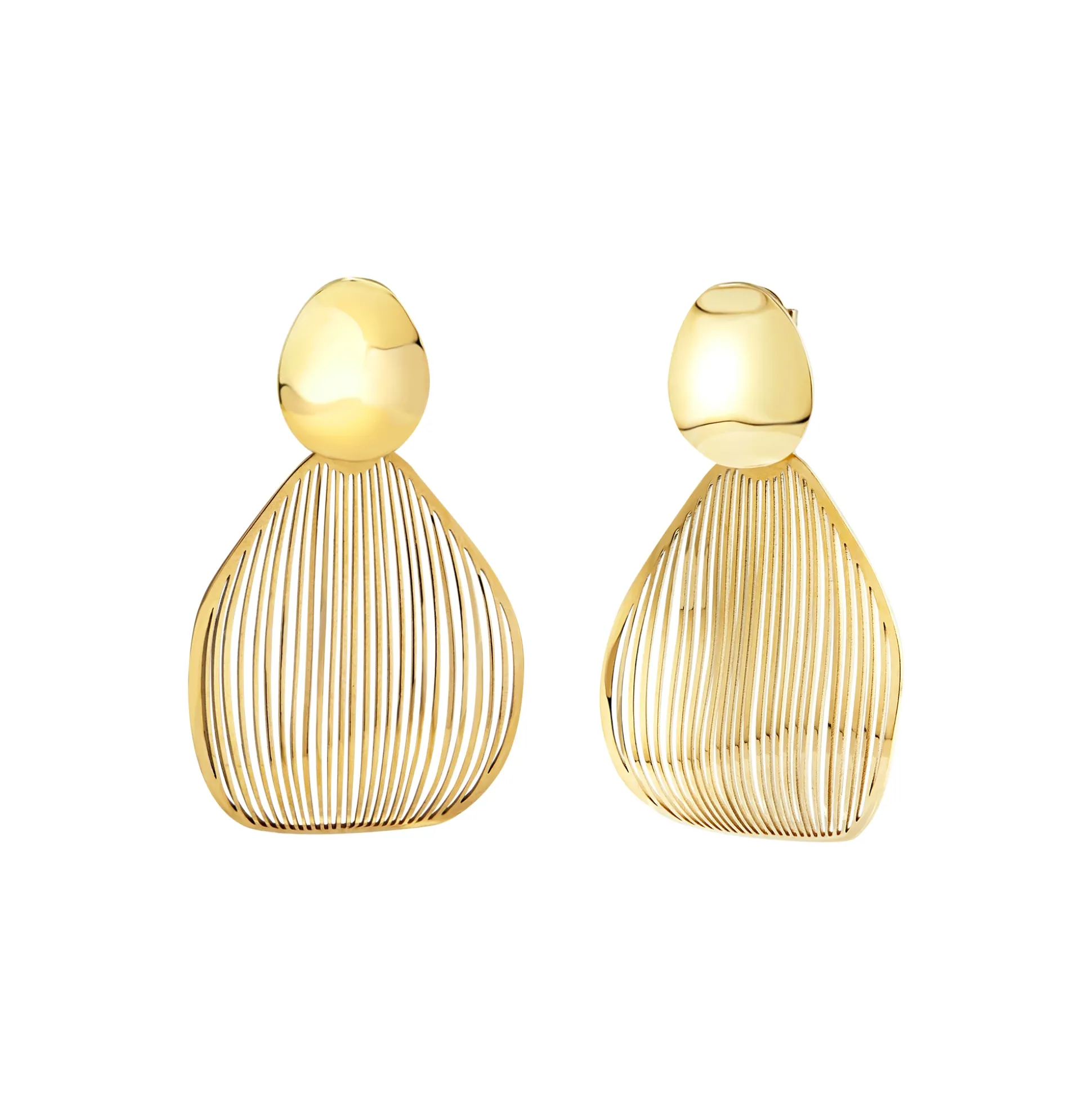 B WHISPER-STAINLESS STEEL EARRINGS - GOLD COLORED