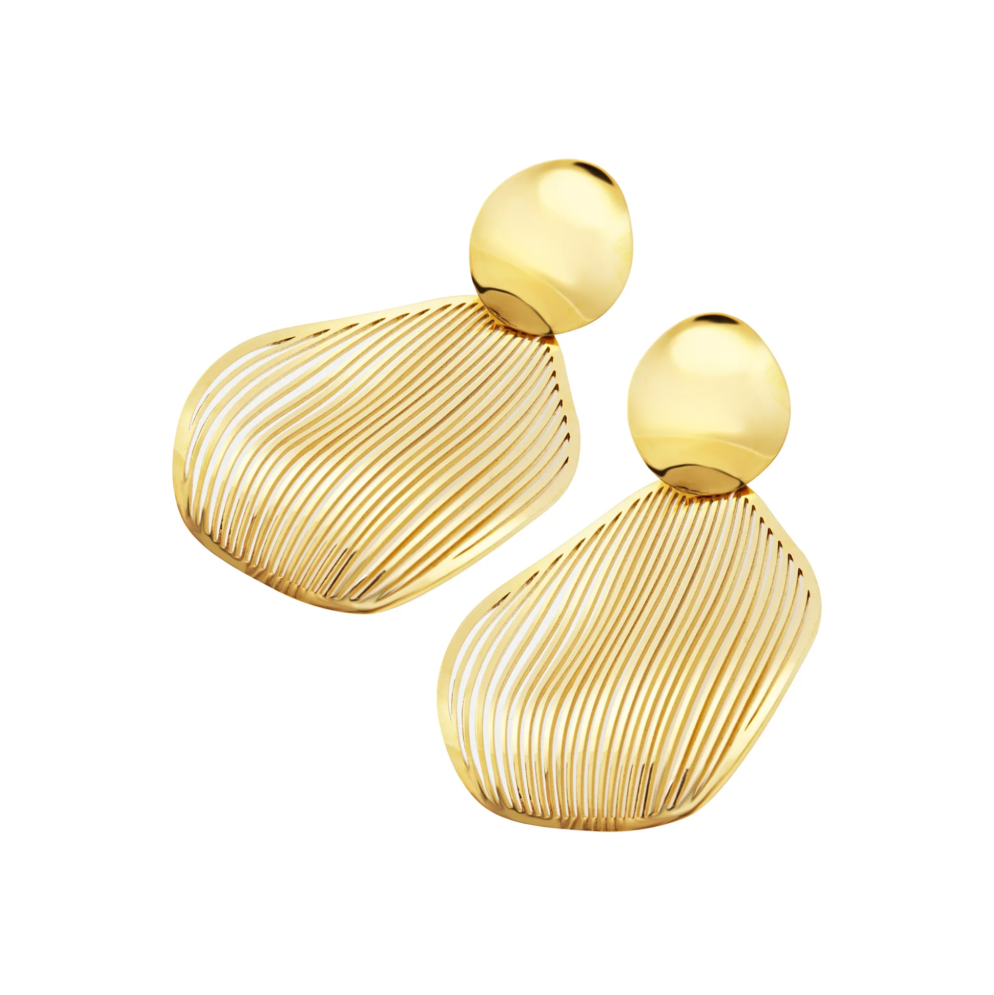 B WHISPER-STAINLESS STEEL EARRINGS - GOLD COLORED