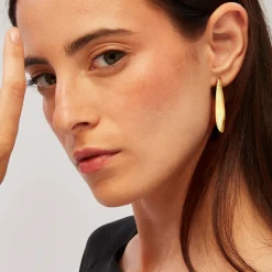 B WHISPER-STAINLESS STEEL EARRINGS - GOLD COLORED