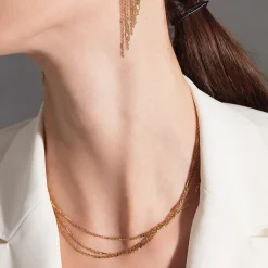 B WIRED-GOLD COLORED STEEL NECKLACE