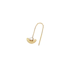 B WIRED-SINGLE IP GOLD STEEL EARRING WITH NATURAL PEARL
