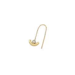 B WIRED-SINGLE IP GOLD STEEL EARRING WITH CUBIC ZIRCONIA