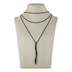 B WITCH-BRUSHED IP BLACK LONG PENDANT