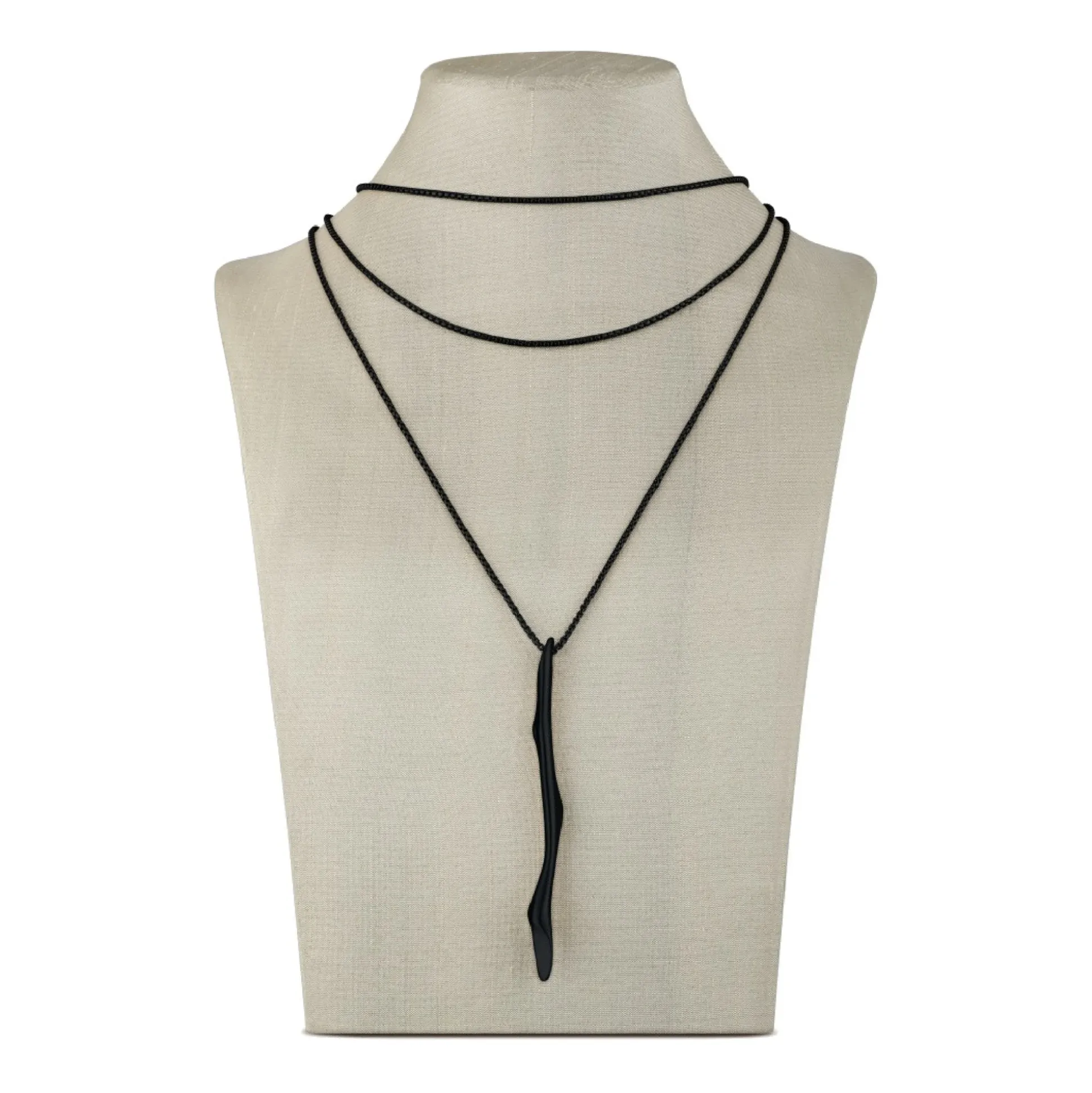 B WITCH-BRUSHED IP BLACK LONG PENDANT