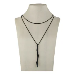 B WITCH-BRUSHED IP BLACK LONG PENDANT