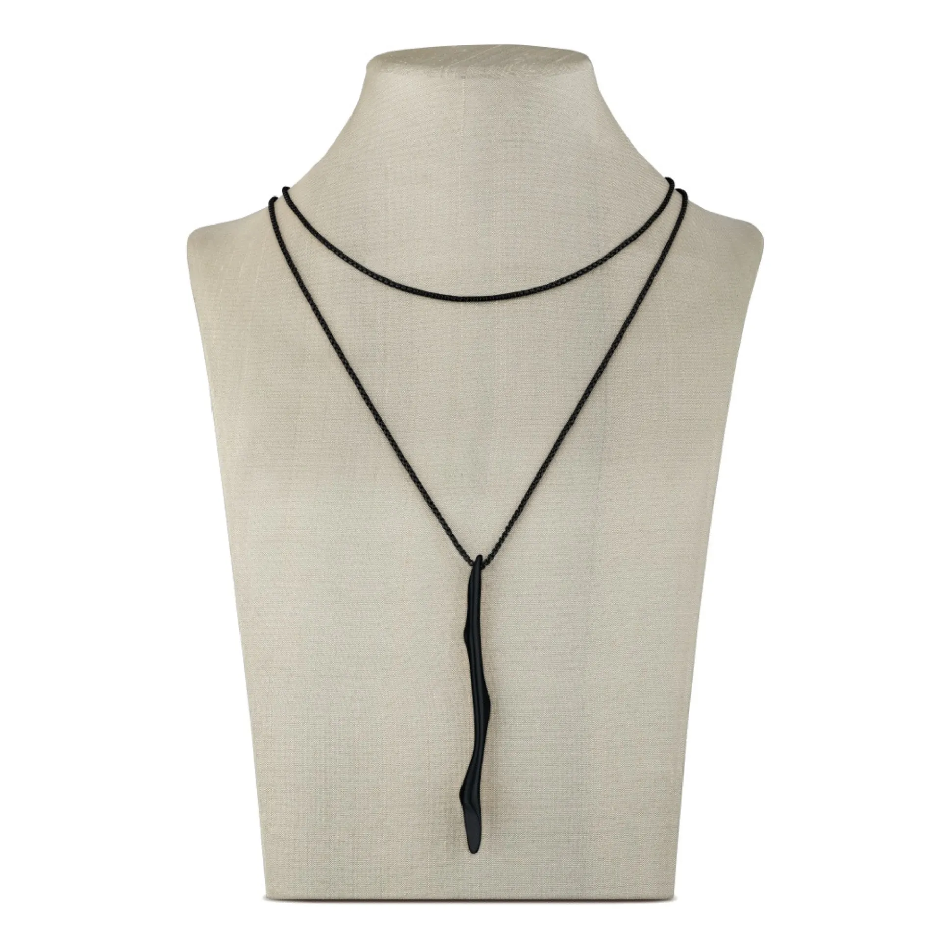 B WITCH-BRUSHED IP BLACK LONG PENDANT