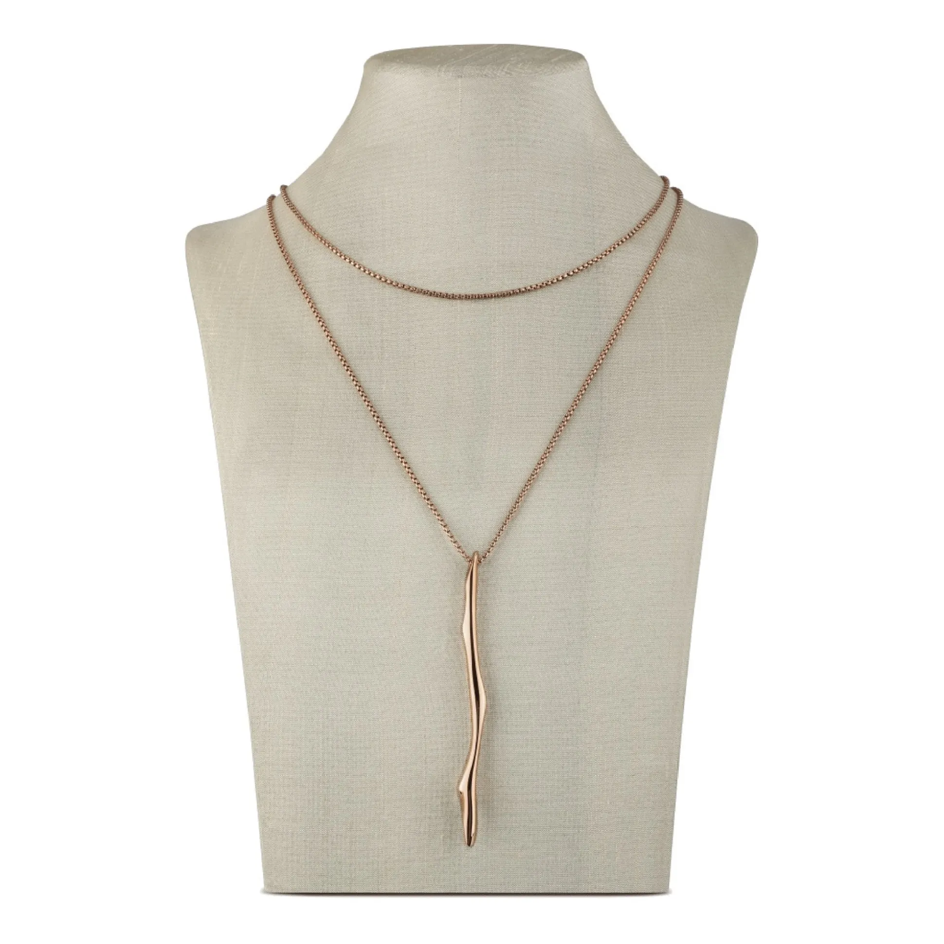 B WITCH-POISHED IP ROSE GOLD LONG PENDANT