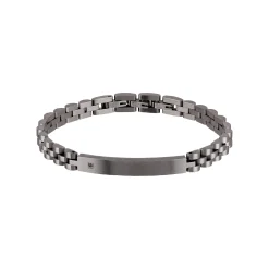 BLACK DIAMOND-IP GUN STAINLESS STEEL BRACELET WITH SMALL NATURAL BLACK DIAMOND