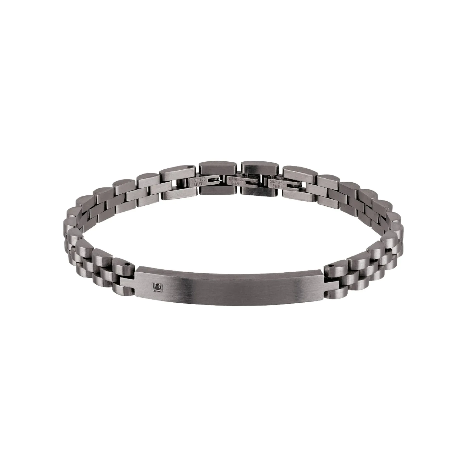 BLACK DIAMOND-IP GUN STAINLESS STEEL BRACELET WITH SMALL NATURAL BLACK DIAMOND