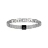 BLACK DIAMOND-SILVER AND BLACK STEEL BRACELET WITH NATURAL DIAMOND