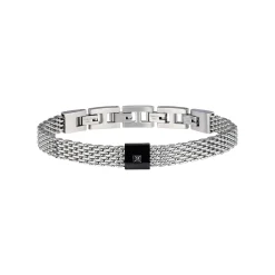 BLACK DIAMOND-SILVER AND BLACK STEEL BRACELET WITH NATURAL DIAMOND