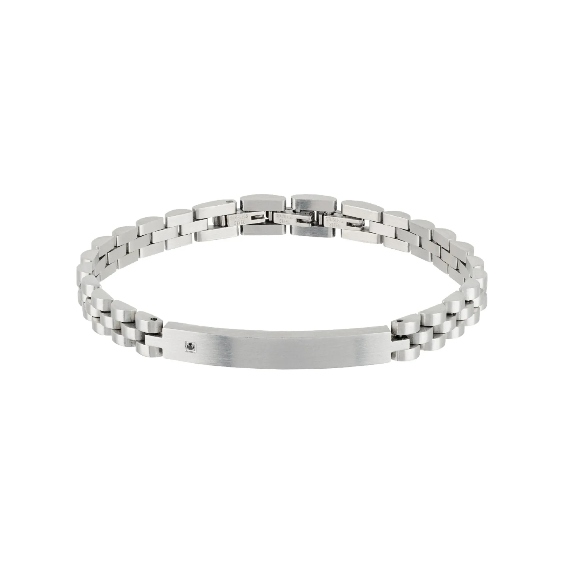 BLACK DIAMOND-STAINLESS STEEL BRACELET WITH SMALL NATURAL BLACK DIAMOND