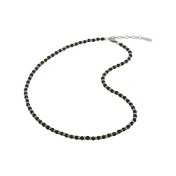 BLACK ONYX-IP ROSE STAINLESS STEEL AND BLACK ONIX NECKLACE