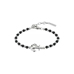 BLACK ONYX-STAINLESS STEEL AND BLACK ONIX BRACELET