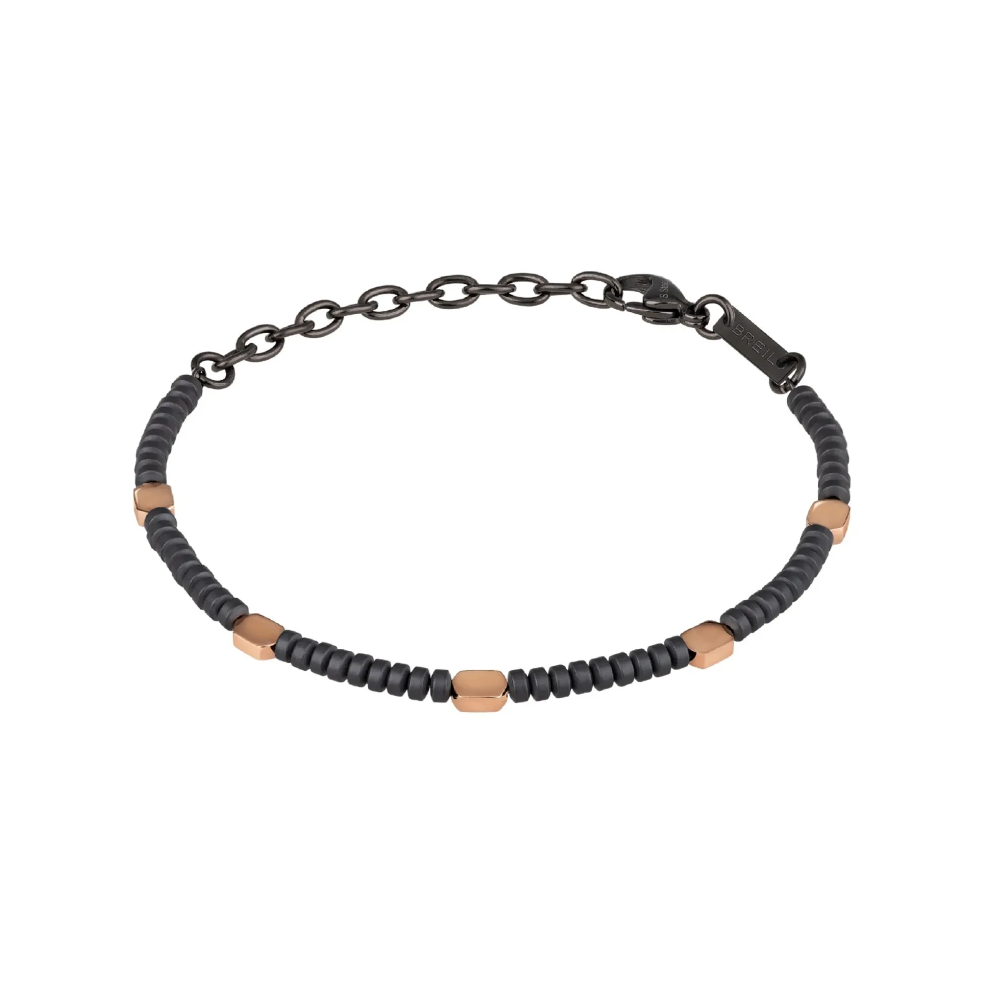 BLEND-BRACELET IN HEMATITE AND IP ROSE STEEL