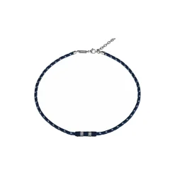 BOLT-NECKLACE WITH BLUE CORD, WHITE DETAILS, SS ELEMENT