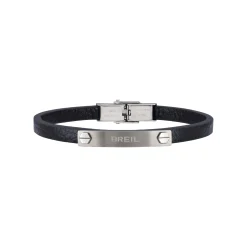 BRIDGE-BLUE LEATHER AND STEEL BRACELET