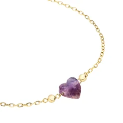 CANDY-GOLD-COLORED STEEL BRACELET WITH AMETHYST