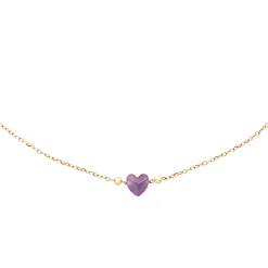 CANDY-GOLD-COLORED STEEL NECKLACE WITH AMETHYST